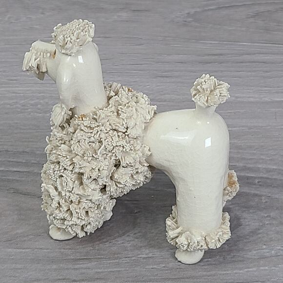 Vintage White Porcelain Spaghetti Poodle Dog Standing Figurine - Picture 4 of 8
